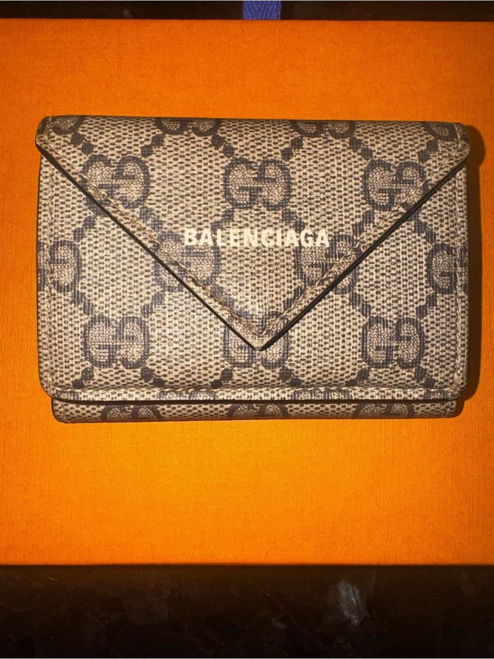Authentic BalenciagaX Gucci Beige Monogram Envelope Wallet